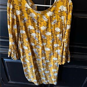 Old Navy Floral Yellow Dress with Long Sleeves